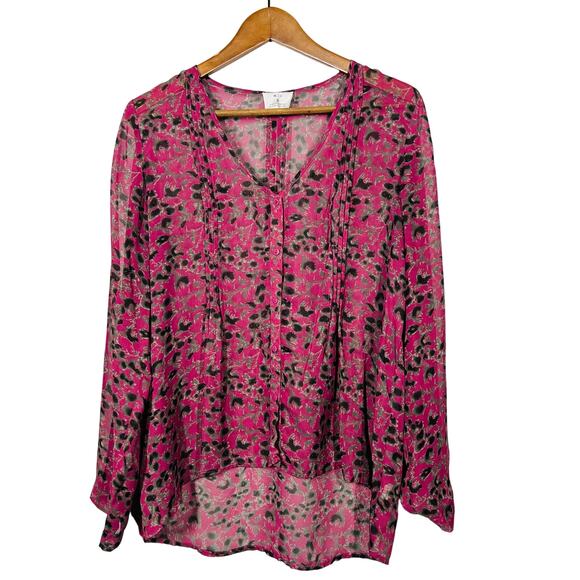 Pins & Needles x Anthropologie Semi Sheer Button Up Shirt Mauve - M - Picture 1 of 5